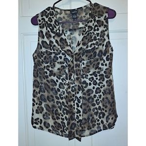 Rue21 animal print sleeveless blouse sheer size Small cheetah leopard